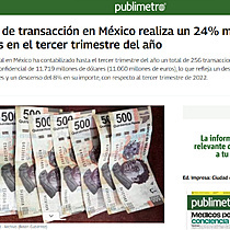 El mercado de transaccin en Mxico realiza un 24% menos de operaciones en el tercer trimestre del ao